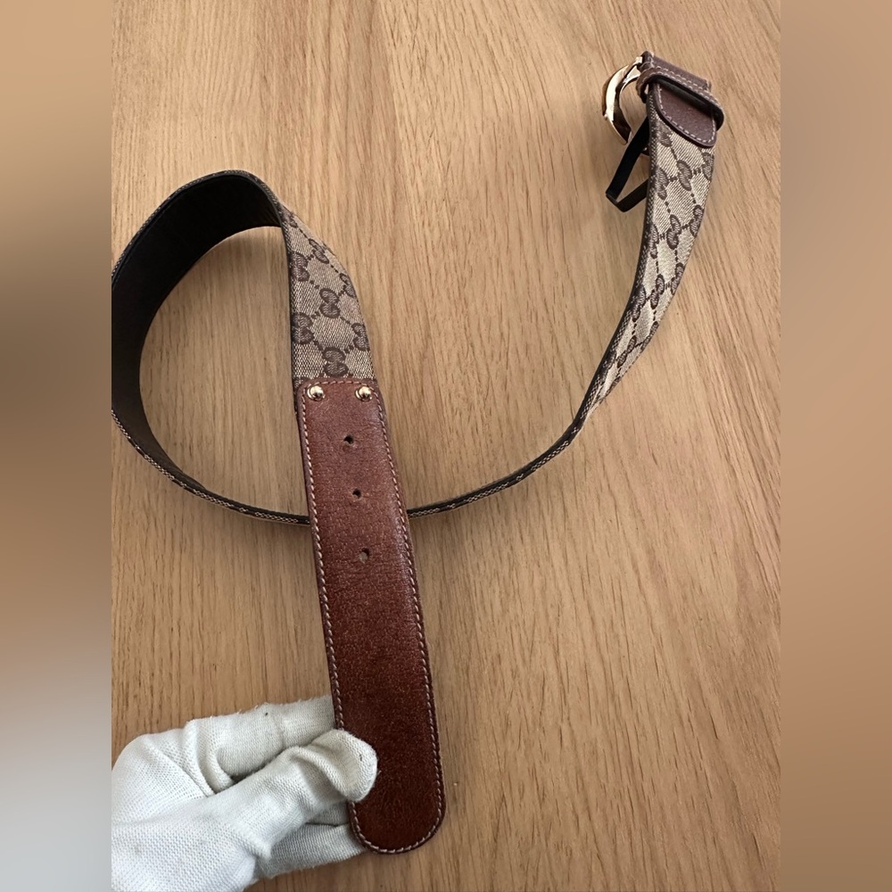Gucci Monogram belt with a bamboo-style G buckle - Picture 2 of 7
